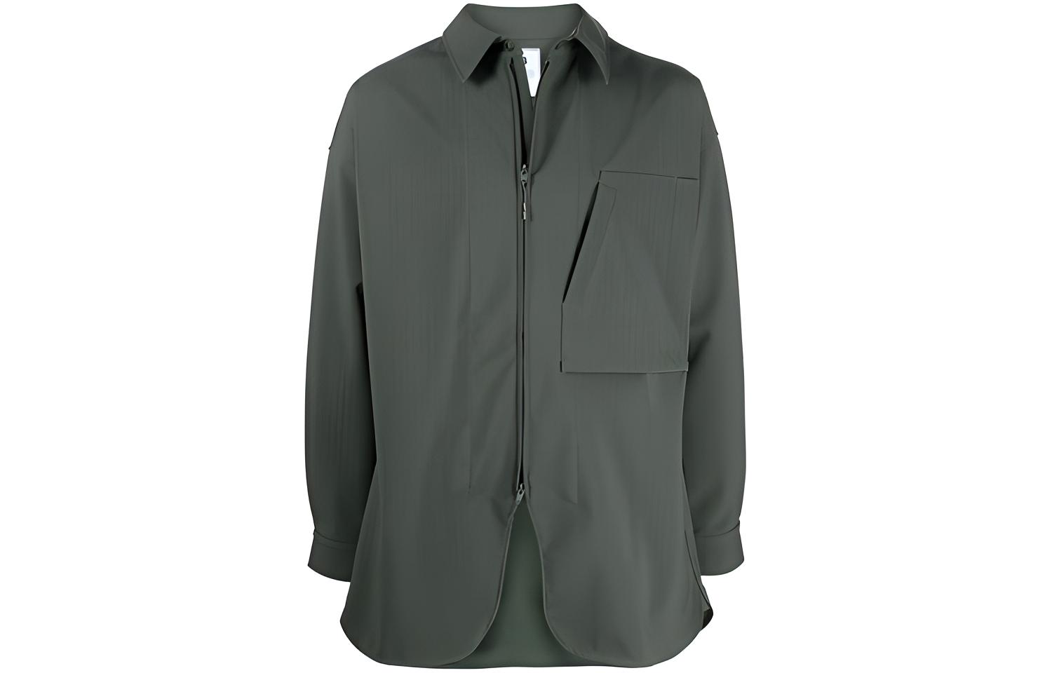 Y-3 FW21 Solid Pocket Shirt Collar Jacket Green . HB3422