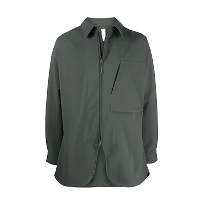 Y-3 FW21 Solid Pocket Shirt Collar Jacket Green . HB3422
