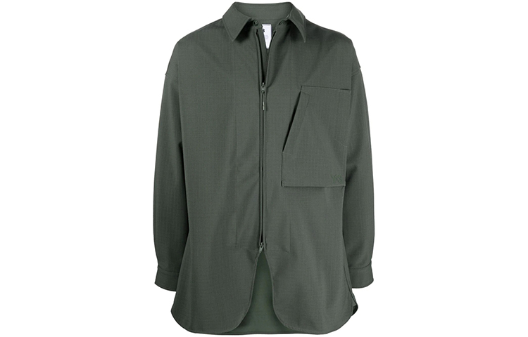 Order Y-3 FW21 Solid Pocket Shirt Collar Jacket Green . HB3422