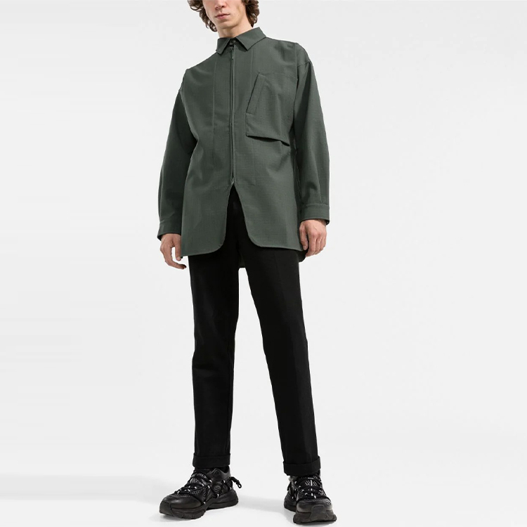 Lookbook Y-3 FW21 Solid Pocket Shirt Collar Jacket Green . HB3422