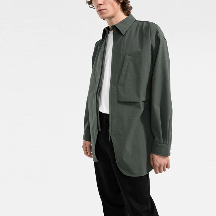 Purchase Y-3 FW21 Solid Pocket Shirt Collar Jacket Green . HB3422