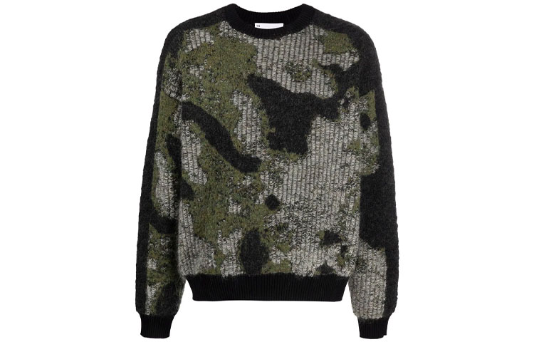 Order Y-3 FW21 黑色纹理针织圆领套头毛衣 男女款式。 HB3331