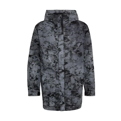 Y-3 FW21 Textured Reflective High-Neck Long Jacket Coat Grey Menswear. GV4171