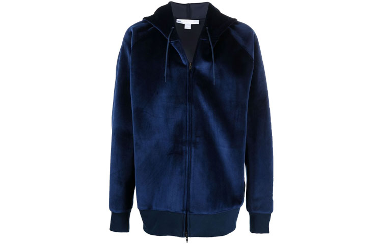 Y-3 FW21 Velour Zip Hoodie Jacket Unisex Blue HB3342