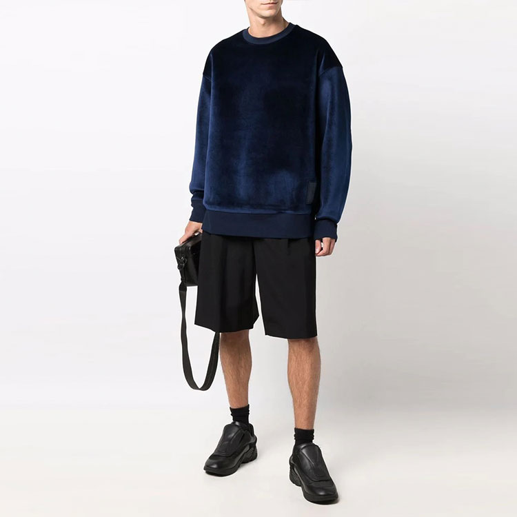 Lookbook Y-3 FW21 天鹅绒效果蓝色圆领卫衣 男女款 HB3340