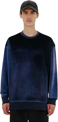 Y-3 FW21 天鹅绒效果蓝色圆领卫衣 男女款 HB3340 Sizing Y-3 FW21 天鹅绒效果蓝色圆领卫衣 男女款 HB3340