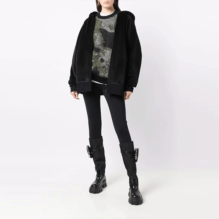 Lookbook Y-3 FW21 ベルベットジップアップ 長袖ユニセックス スウェットシャツ ブラック HB3341