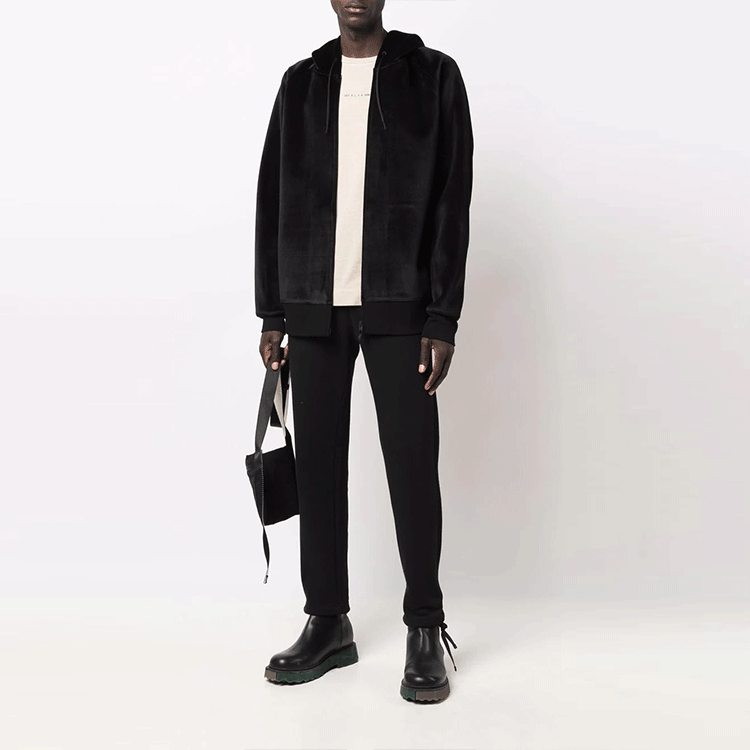 Shop Y-3 FW21 ベルベットジップアップ 長袖ユニセックス スウェットシャツ ブラック HB3341