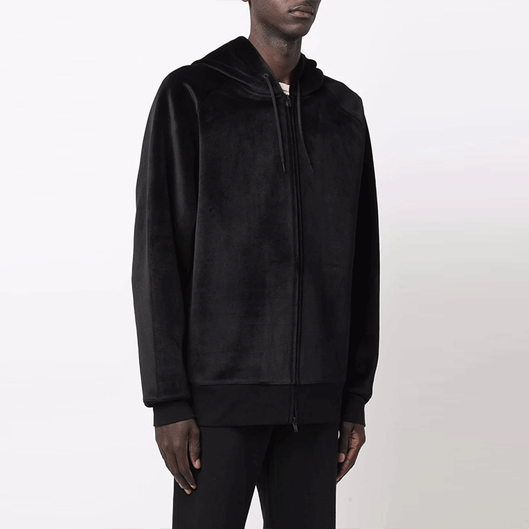 Details for Y-3 FW21 ベルベットジップアップ 長袖ユニセックス スウェットシャツ ブラック HB3341