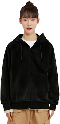 Y-3 FW21 ベルベットジップアップ 長袖ユニセックス スウェットシャツ ブラック HB3341 Sizing Y-3 FW21 ベルベットジップアップ 長袖ユニセックス スウェットシャツ ブラック HB3341