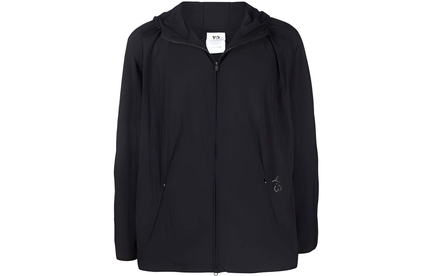 Y-3 FW21 Water-Resistant Logo Hoodie Jacket Black Outerwear HB2787