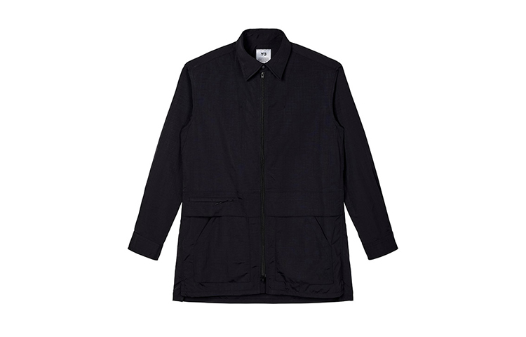 Y-3 FW22  Black Solid Zip-Up Collared Long-Sleeve Jacket HN4326
