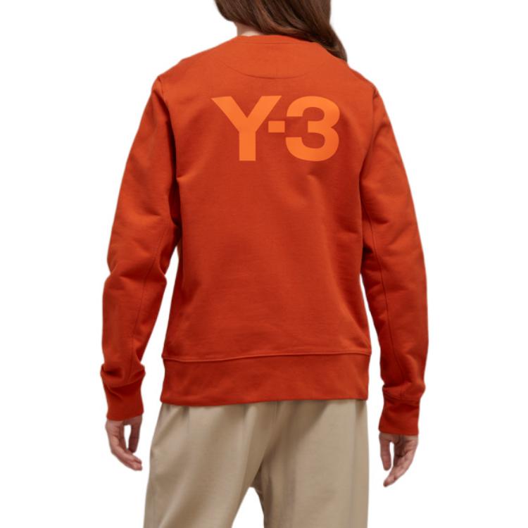 Shop Y-3 FW22  Crewneck Sweatshirt Solid Color Back Logo Fox Red. HT2294