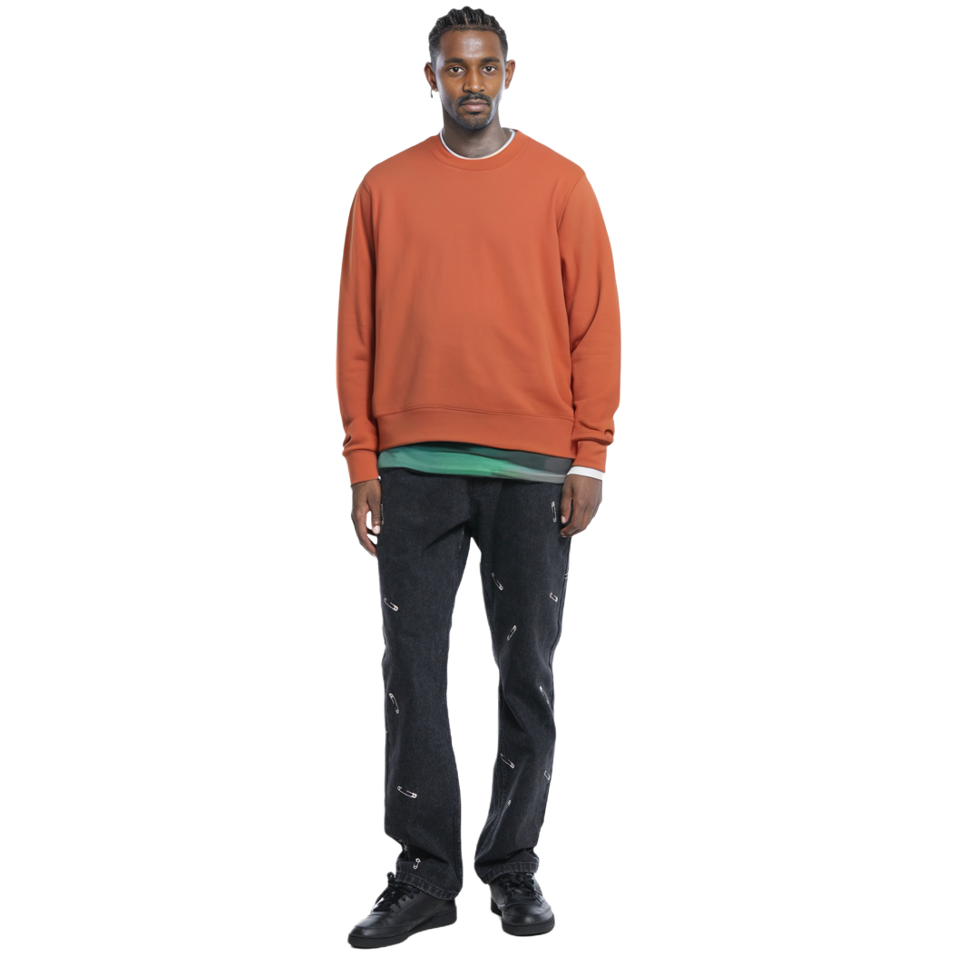Details for Y-3 FW22  Crewneck Sweatshirt Solid Color Back Logo Fox Red. HT2294