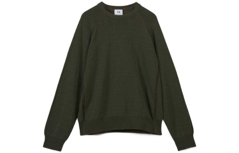 Y-3 FW22  Dark Green Back Logo Print Crewneck Sweater Long Sleeve. HT4501