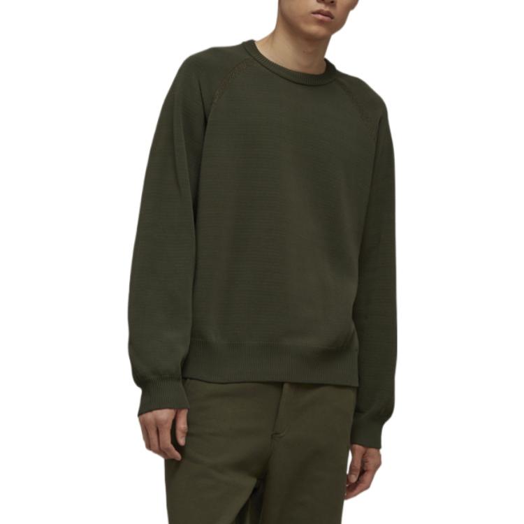 Purchase Y-3 FW22 Dark Green Crewneck Sweater Lengan Panjang dengan Logo Belakang. HT4501