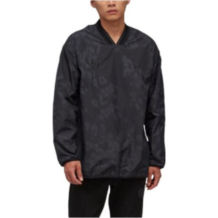 Lookbook Y-3 FW22  V-Neck Pullover Long Sleeve Tee Black with Logo Embroidery. HN1978