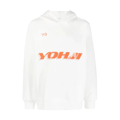 Y-3 FW22 White Hoodie with Letter Logo Print. HT4731