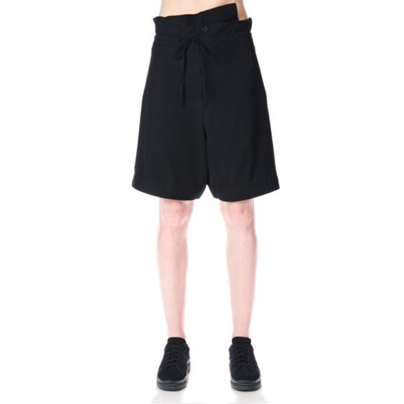Shop Y-3 FW22 Black Asymmetrical Drawstring Casual Shorts H63040