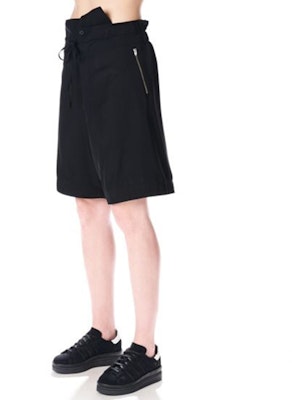 Y-3 FW22 Black Asymmetrical Drawstring Casual Shorts H63040 Details for Y-3 FW22 Black Asymmetrical Drawstring Casual Shorts H63040
