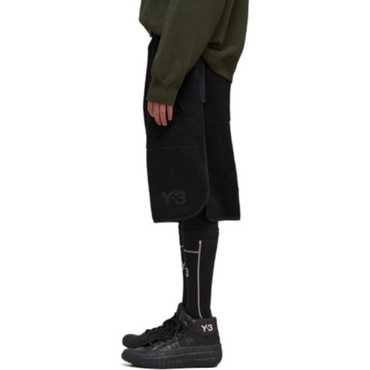 Y-3 FW22 Black Loose-Fit Shorts with Logo Print and Color-Block Design HN1971 圖 5