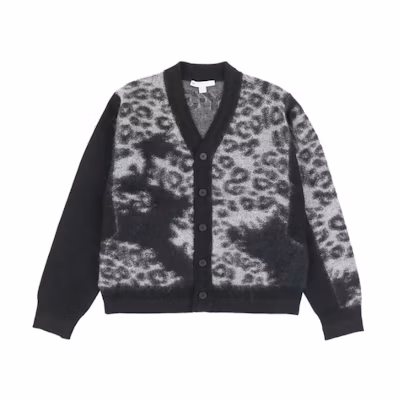 Y-3 FW22 Black Patterned Jacquard V-Neck Button-Up Sweater HN1976