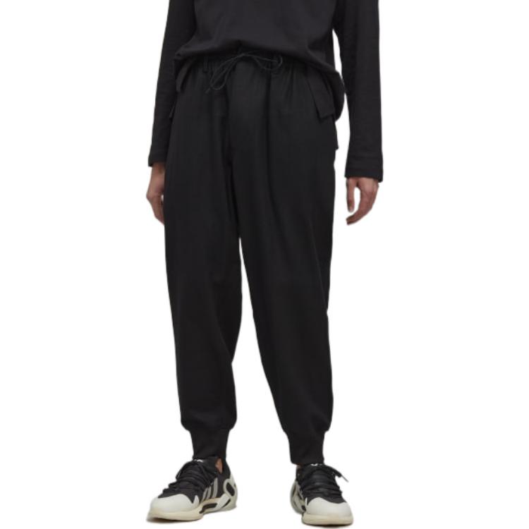 Shop Y-3 FW22 블랙 솔리드 컬러 드로스트링 조거 팬츠 HM9345