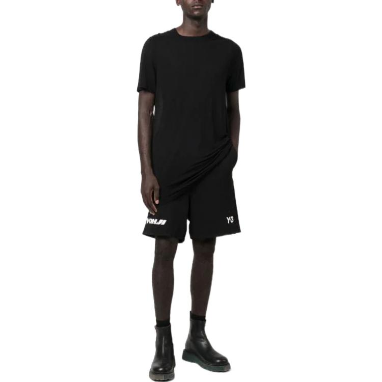 Lookbook Y-3 FW22 Black Straight-Leg Shorts with Logo Print IB8612