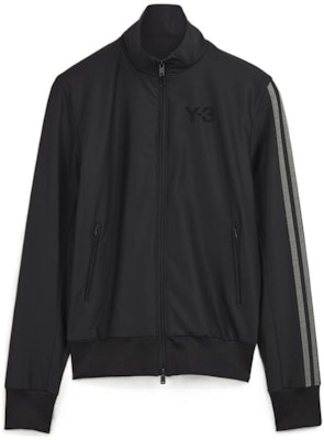 Y-3 FW22 Black Striped Trim Logo Print High Neck Jacket Unisex. IB0388 Order Y-3 FW22 Black Striped Trim Logo Print High Neck Jacket Unisex. IB0388