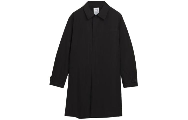 Y-3 FW22 Black Zip-Up Long Sleeve Coat with Minimal Logo HN4328