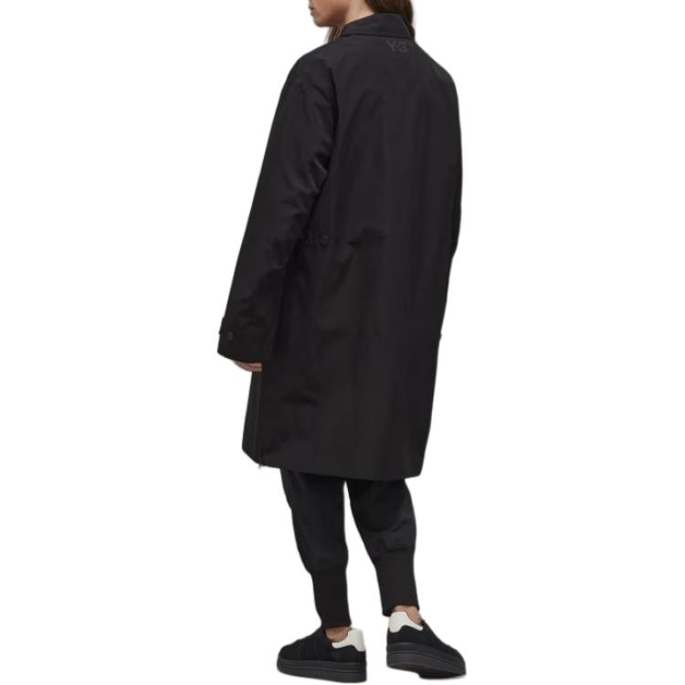 Purchase Y-3 FW22 블랙 지퍼 업 긴팔 코트 미니멀 로고 HN4328