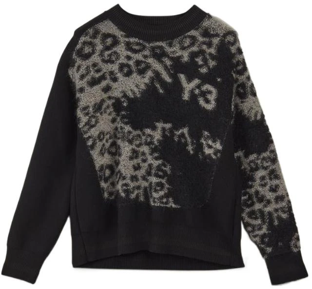 y-3-fw-22-classic-big-logo-leopard-knit-crewneck-sweater-black-hn-1977