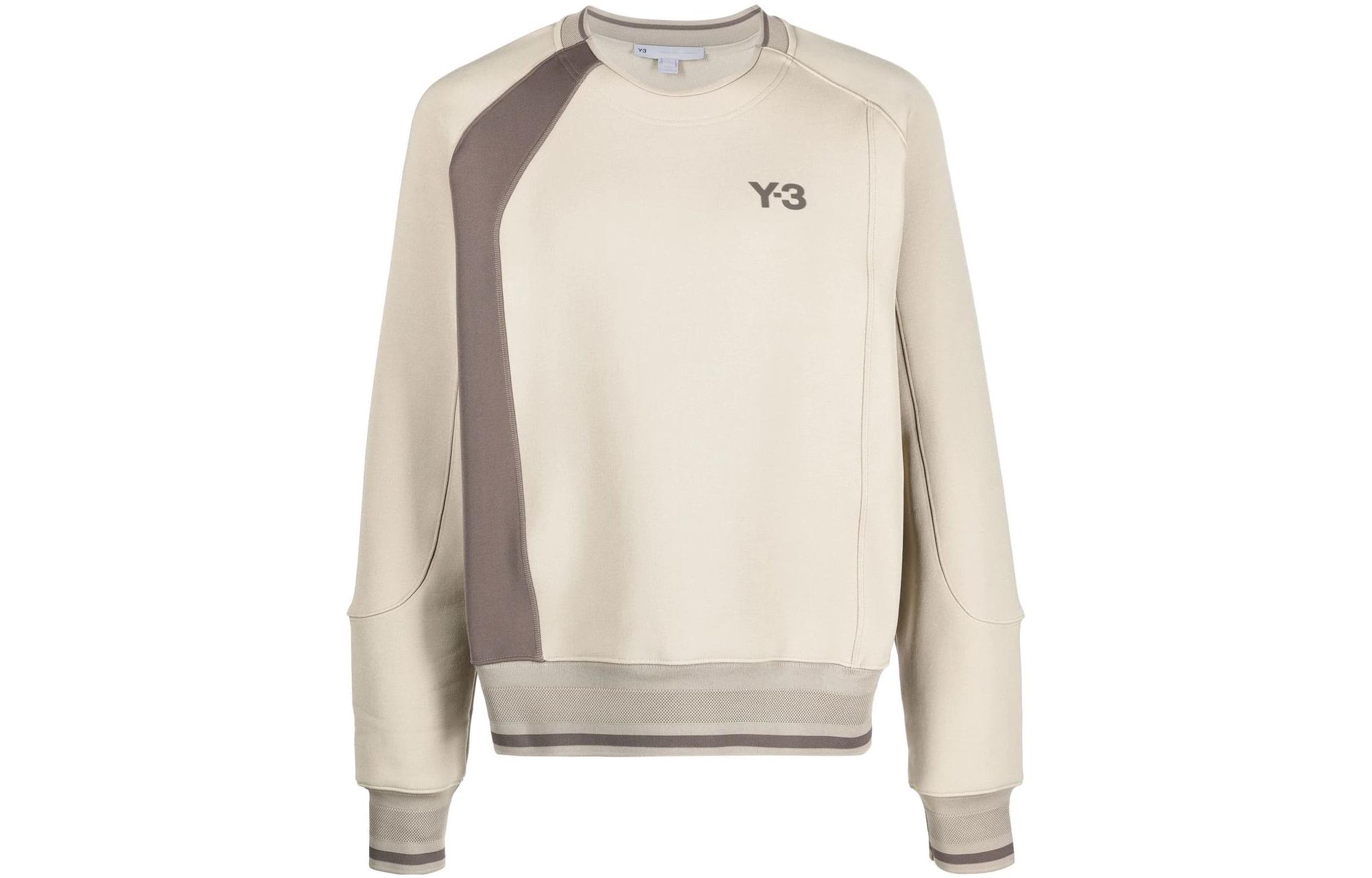 Y-3 FW22 Colorblock Logo Print Sweatshirt Beige Fashion HT2351