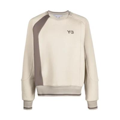 Y-3 FW22 Colorblock Logo Print Sweatshirt Beige Fashion HT2351