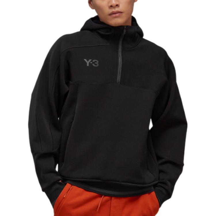 Lookbook Y-3 FW22 Half-Zip Pullover Long Sleeve Sweatshirt Black Small Logo HM5037