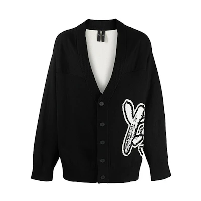 Y-3 FW22 Logo Knit Cardigan Black Unisex Long Sleeve Sweater. H44809