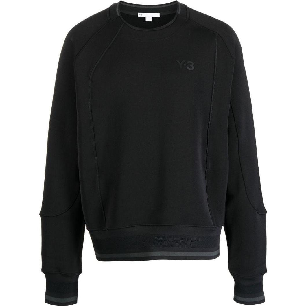 Y-3 FW22 Logo Print Crewneck Pullover Sweatshirt Black HM5036