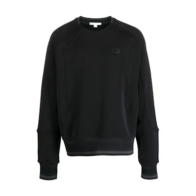 Y-3 FW22 Logo Print Crewneck Pullover Sweatshirt Black HM5036