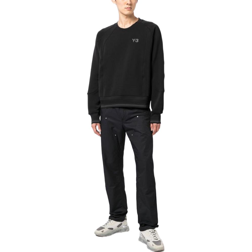 Lookbook Y-3 FW22 Logo Print Crewneck Pullover Sweatshirt Black HM5036