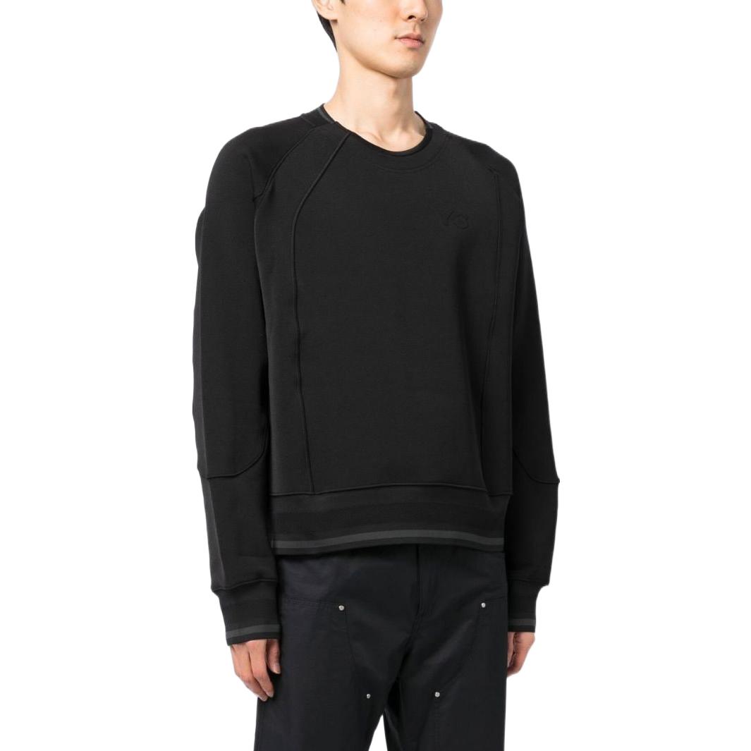 Purchase Y-3 FW22 Logo Print Crewneck Pullover Sweatshirt Black HM5036