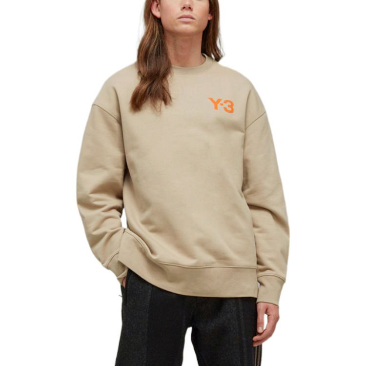 Purchase Y-3 2022秋冬款徽标印花卡其色圆领卫衣。 HT4496