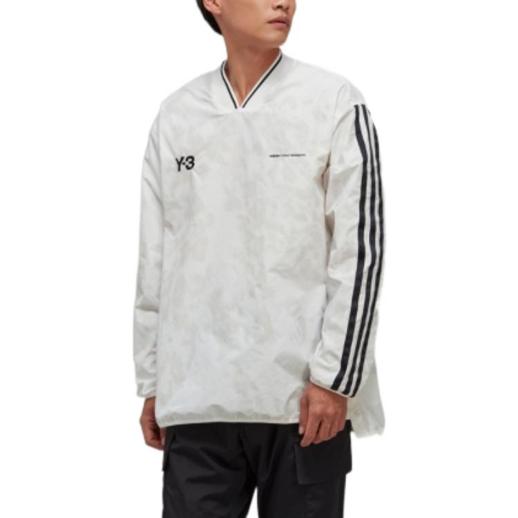 Details for Y-3 FW22 Small Logo V-Neck Striped Long Sleeve T-Shirt White Men’s HS9876