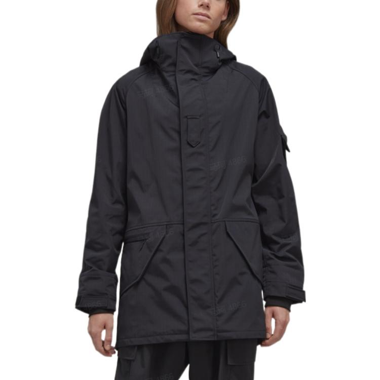 Lookbook Y-3 2022秋冬纯色黑色连帽外套 HN4324