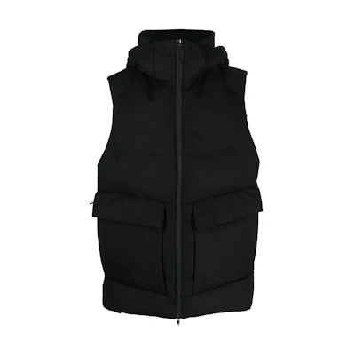 Y-3 FW22 Solid Color Casual Hooded Zip Vest Black HN4329