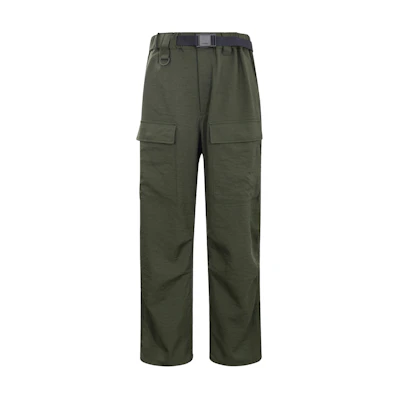 Y-3 FW22 Solid Color Relaxed Tie-Waist Straight Pants Men Deep Green. HT4472