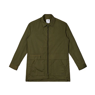 Y-3 FW22 Solid Color Zip-Up Jacket Green HT4484