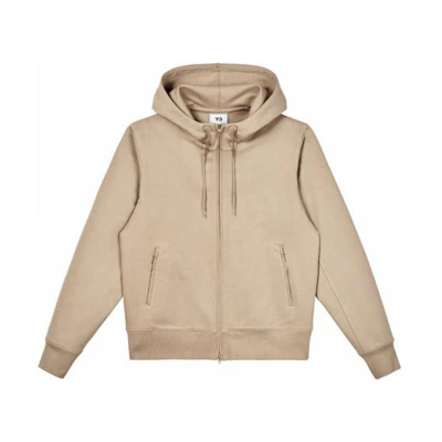 Y-3 FW22 Solid Color Zip Cotton Hoodie Jacket Men’s Khaki HT2296