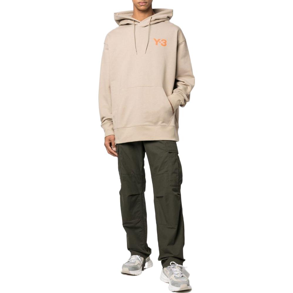 Lookbook Y-3 FW22 Solid Logo Print Drawstring Pullover Hoodie White HT4499