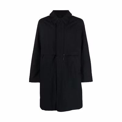 Y-3 FW22 Solid Zip-Up Long-Sleeve Coat Jacket Black HP1346