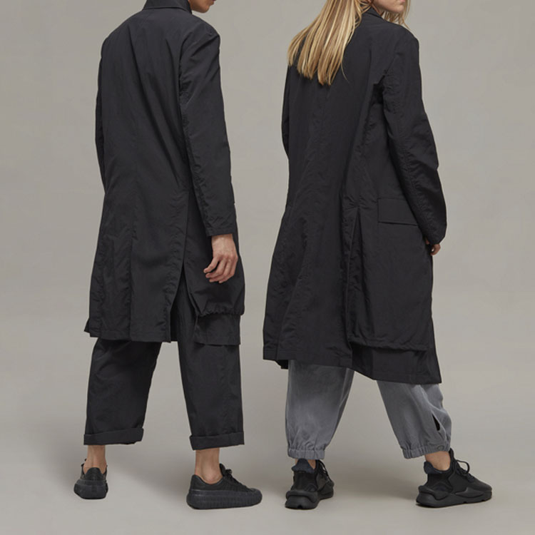 Shop Y-3 FW22 男女同款纯色单排扣大衣 黑色 H63051